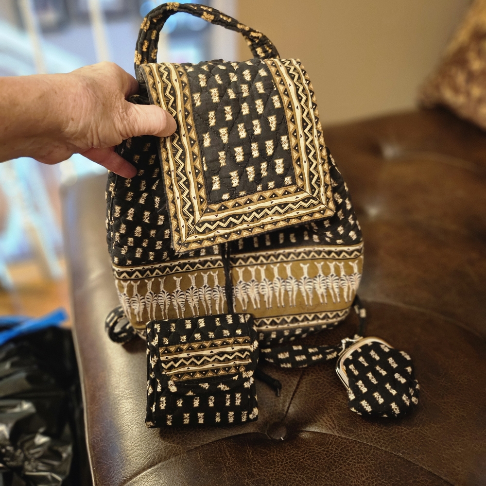 Vera Bradley Black and Gold Geometric Backpack